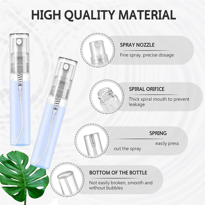 WON 100Pcs 5ML Spray Bottle Small Cosmetic Packing Atomizer Perfume Bottles Atomizing Spray Liquid Container For Travel