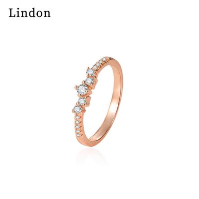 Lindon Classic Copper Alloy Zirkónový prsteň Dámske šperky Svadobný darček na párty