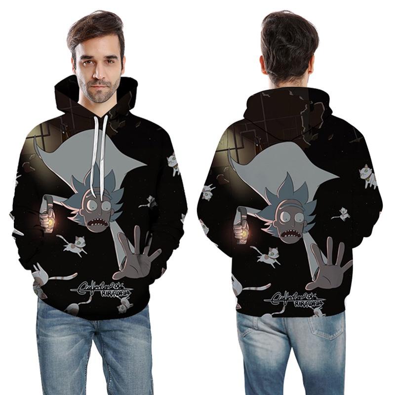Bluza z kapturem Rick And Morty z cyfrowym nadrukiem 3D dla mężczyzn, codzienna odzież sportowa w kolorach zielonym, szarym, czarnym, białym