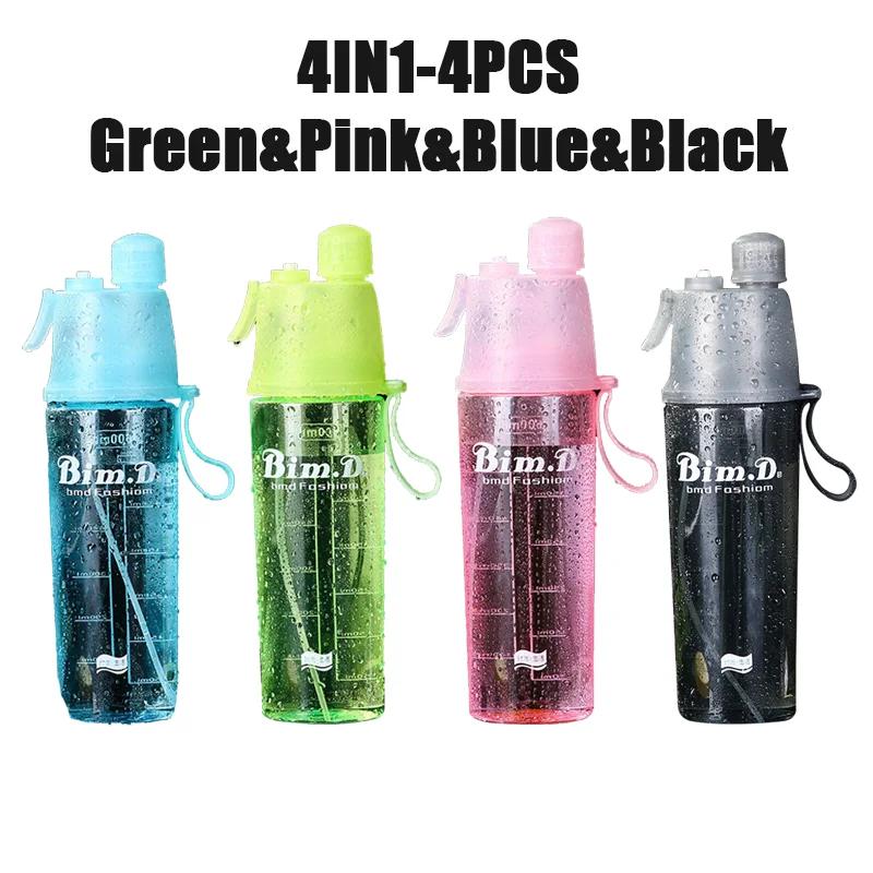 1/2/4PCS Creative Spray Portable Water Bottle Mist Atomizing Bottle for Outdoor Sports Gym Fitness Reusable Leak Proof Drinking