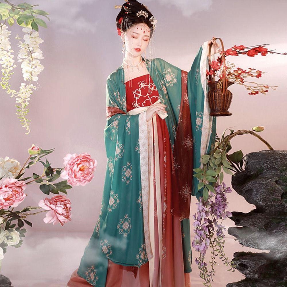 Vintage Folk Dance Women Chinese Cloth Cosplay Robe Dress Hanfu Outfit Ancient Stage Costumes
