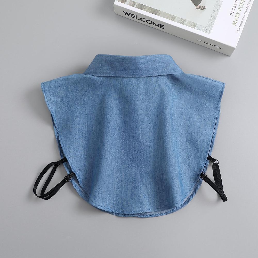 Round Neck Denim Fake Collar Adjustable Straps Turtleneck Fake Collar  Autumn Winter