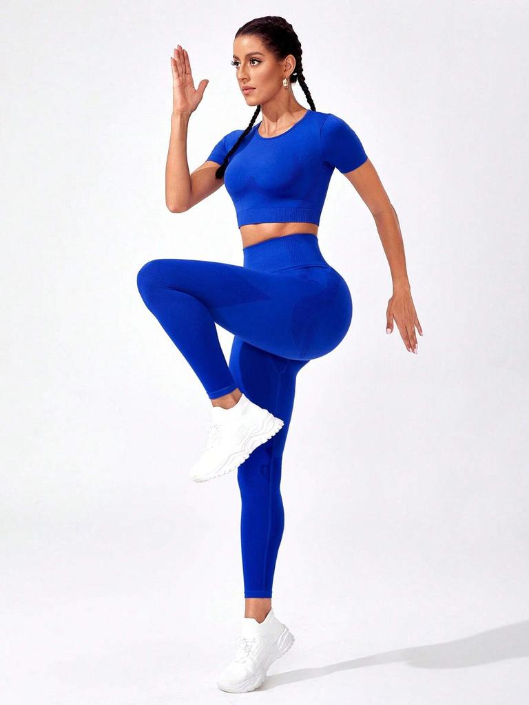 JYL Seamless Knit Long Pants Ribbed Yoga Fitness Outfit Women