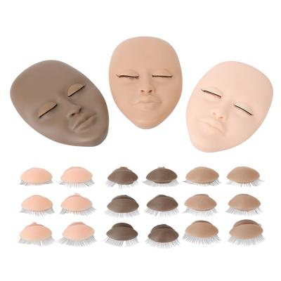 3pcs Lash Mannequin Head Eyelash Extension Practice Doll Head with Replaceable Eyelid Single Layer