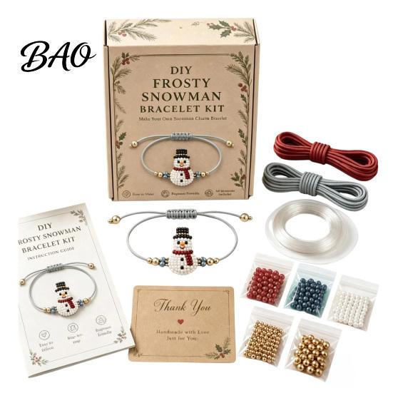 Beads for Jewelry Making DIY Christmas Beaded Bracelet Kit, Holiday Handmade Craft Supplies, Xmas Beading Sets Kids Bead Kit Adults, Kids, Family