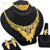 24K Gold-Plated Bridal Jewelry Set: Necklace & Earrings, Middle Eastern Wedding Style, Dubai Four-Piece Set