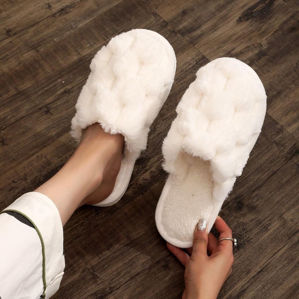 Baotou, warm in autumn and winter, indoor and outdoor fluffy shoes, cotton slippers, light foam bottom