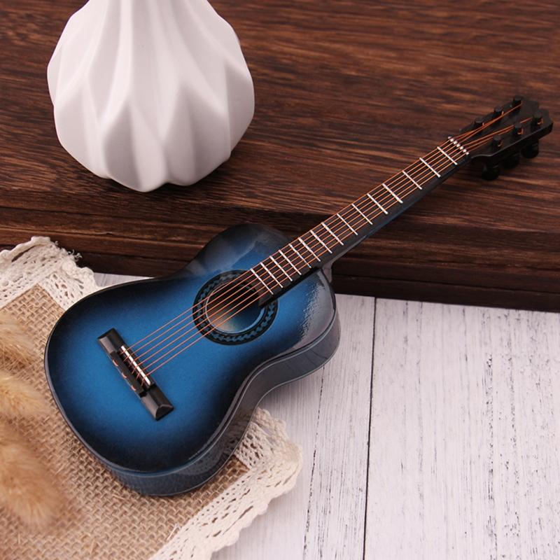 Miniature Guitar with Stand & Storage for Case Replica Ornament Bass Guitar Replica Mini Model Dollhouse Decoration Kid
