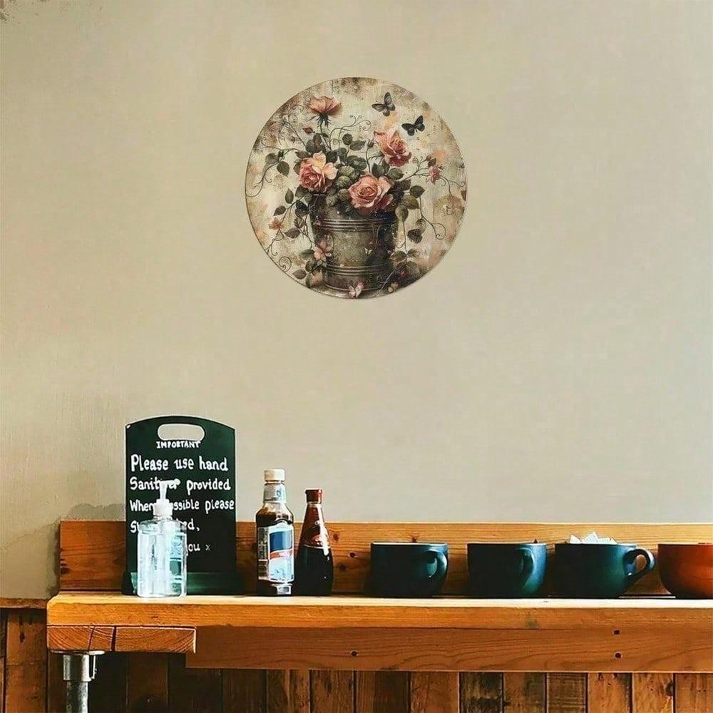 Vintage Round Metal Tin Sign 8 Inch Retro Wall Art Home Cafe Decor Weatherproof