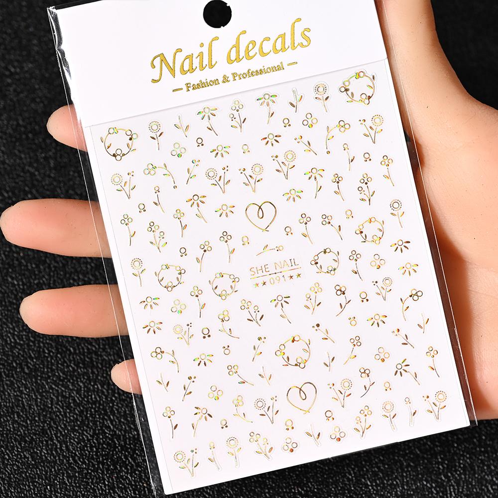 

3D Gold Sun/Moon/Star Bronzing Nail Art Sticker 8*10cm Laser Star Moon Design Nail Decal Gold Silver Self-Adhesive Slider &*& 94