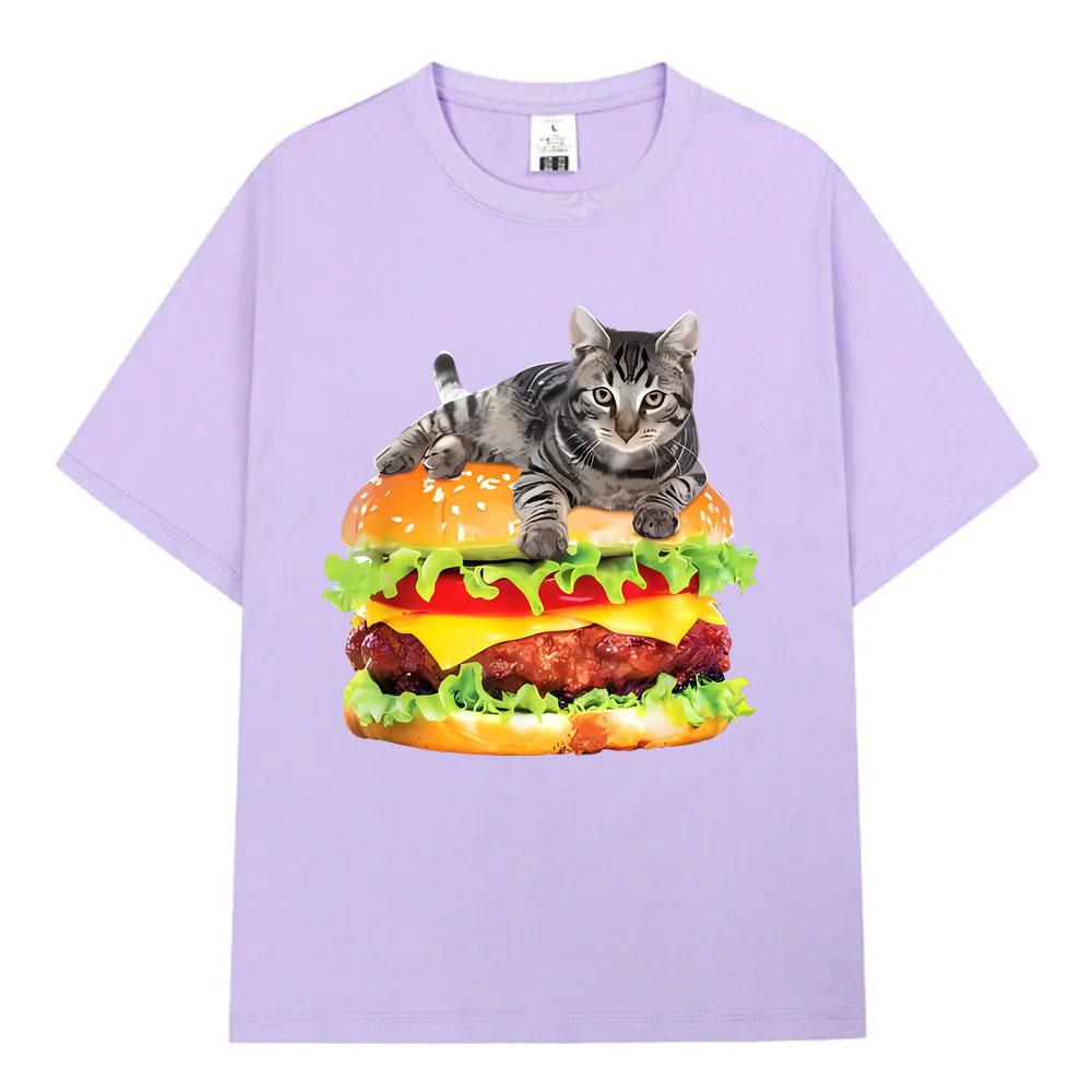 Hamburger Funny Cat Funny Meme TShirt Unisex Women Casual Fashion Vintage T Shirts Summer Cotton Oversized Short Sleeve Tshirts