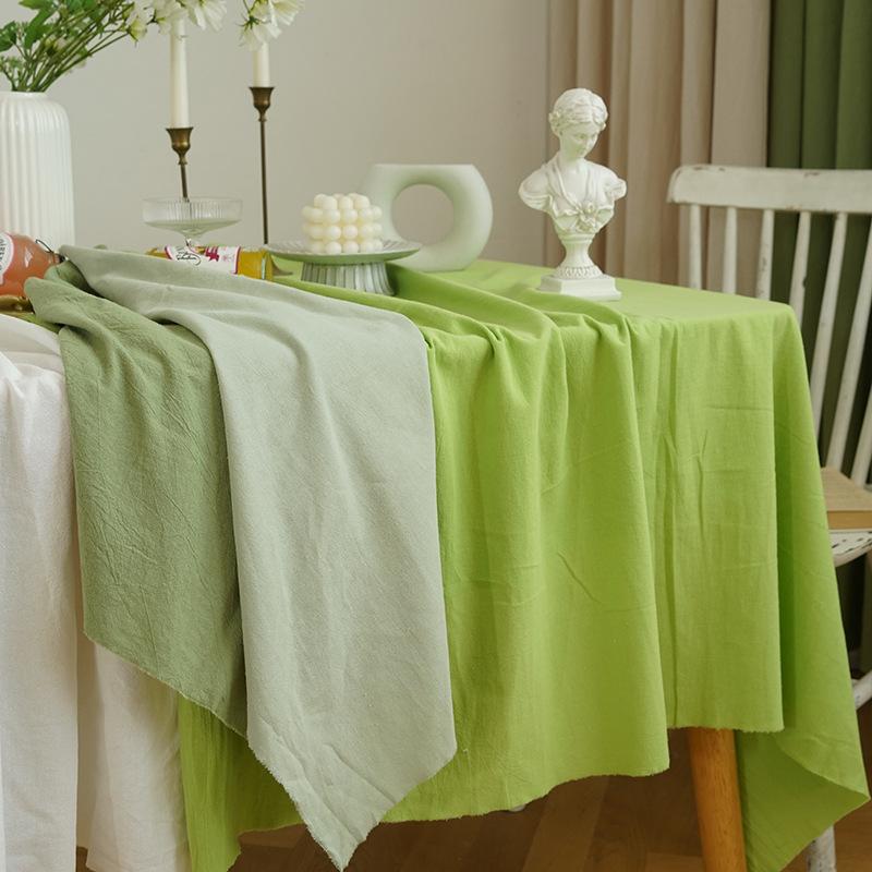 Pure Color Tablecloth Crinkle Cotton Washable Table Cover Tablecloths for Rectangle Table Baby Shower Kitchen Party Wedding Deco