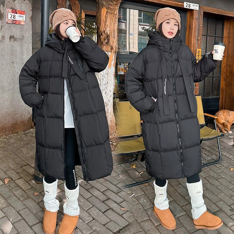 Women's Long Over Knee Thiened Down Cotton Jaet Bread Sle Loose Fit Winter New Sle Korean Version Coat Outerwear