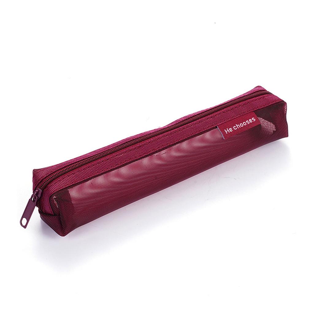 Transparent Mesh Pen Pouch Zippered Pen Holder Multi-Purpose Stationery Pencil Case Bag Large Capacity Pencil Bag For Student