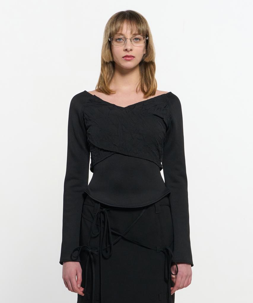 Kimjisu Cross-Draped Top _ Black