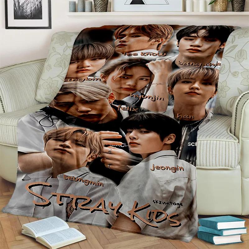 3D Kpop Stray Kids Korea Singer Blanket,Soft Throw Blanket for Home Bedroom Bed Sofa Picnic Travel Office Rest Cover Blanket Kid