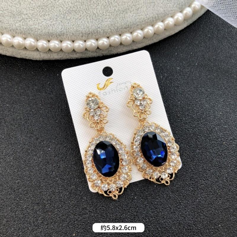 Retro temperament celebrytki kryształowe kolczyki sztyfty z diamentami, damskie luksusowe super błyszczące kolczyki z frędzlami na przyjęcie, proste kolczyki z kamieniami szlachetnymi