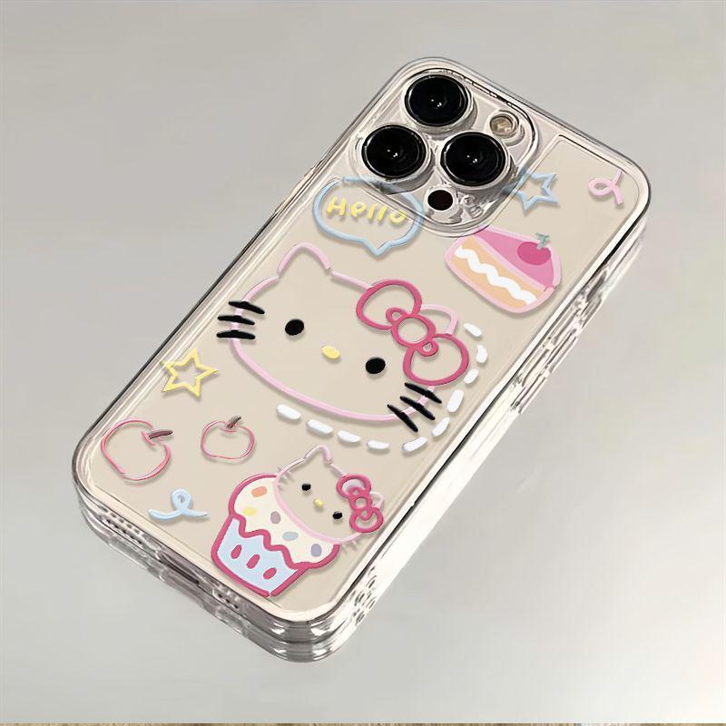 

Cake KT Cat Phone Case for OPPO RENO 6/7/8/9/10, Soft Transparent INDX3/5, A93/96 Compatible OPPO Find X5 Pro