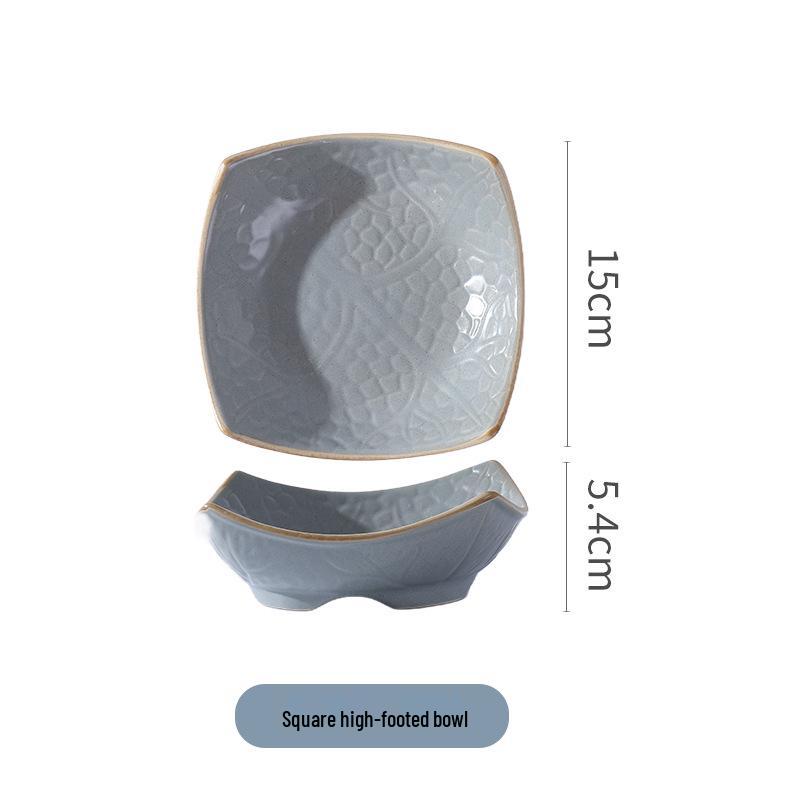 Japanese Irregular Square Glazed Ceramic Snack & Appetizer Plate, Tableware for Japanese Cuisine.
