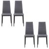 High Back Dining Chairs Modern Upholstered Linen-Touch Fabric Accent Chairs with Metal Legs for Kitchen, Set of 4, Grey