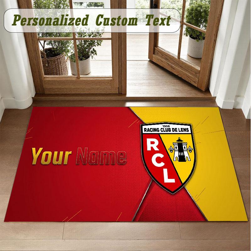 Crystal Velvet Square Rug Custom Nameracing club de lens Pattern Non Slip Home Floor Decor Rug