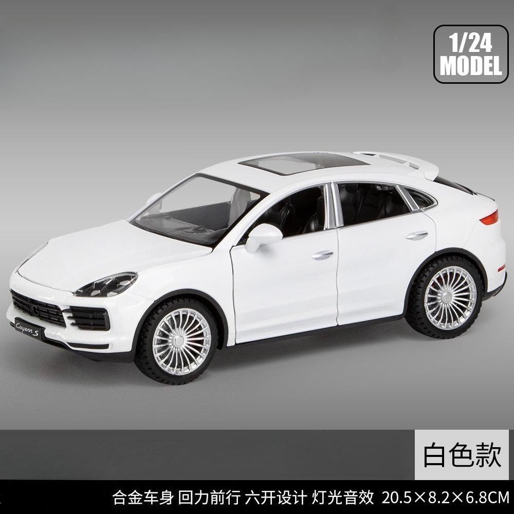 1:24 Cayenne S SUV Legering Auto Model Diecasts Metaal Speelgoed Voertuigen Auto Model Simulatie Geluid Licht Verzameling Cadeau white