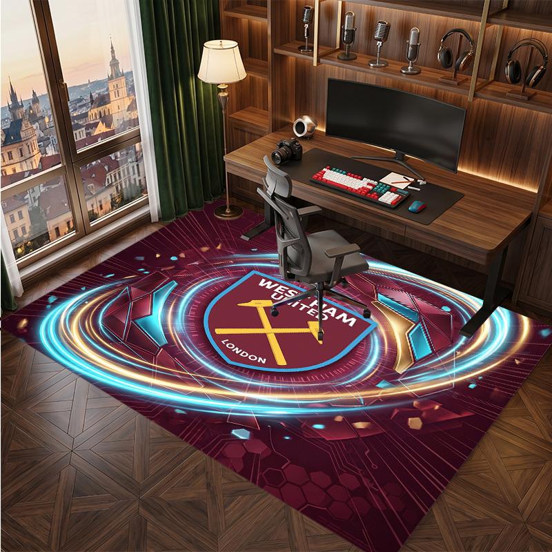Tappeto in Velluto di Cristallo con Stampa del West Ham United Football, Comodo Assorbente d'Acqua Antiscivolo Tappeto per Pavimenti Interni
