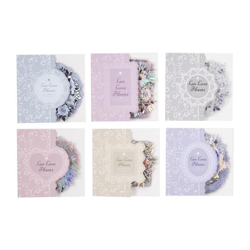 30 pcs vintage lace watercolor border PET sticker Hot laser Silver hand Ledger Collage primer sticker Scrapbooking accessories
