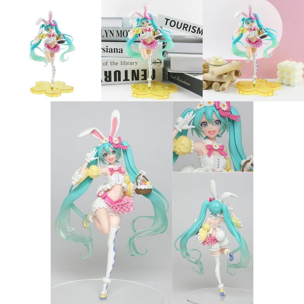Hatsune Miku Figure Rabbit Ears Spring Ver. Pink Pvc Ornament Gift Collectible 23cm