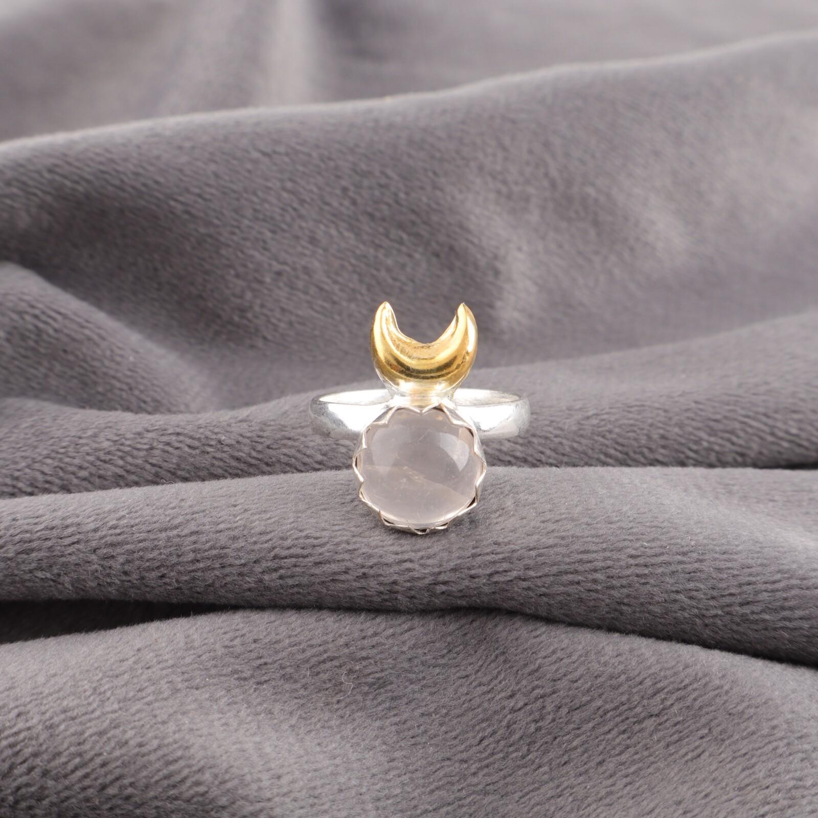 

Натуральный камень Розовый Кварц Ювелирные изделия из стерлингового серебра 925 пробы Кольцо ручной работы для женщин RR-58-23 12.5