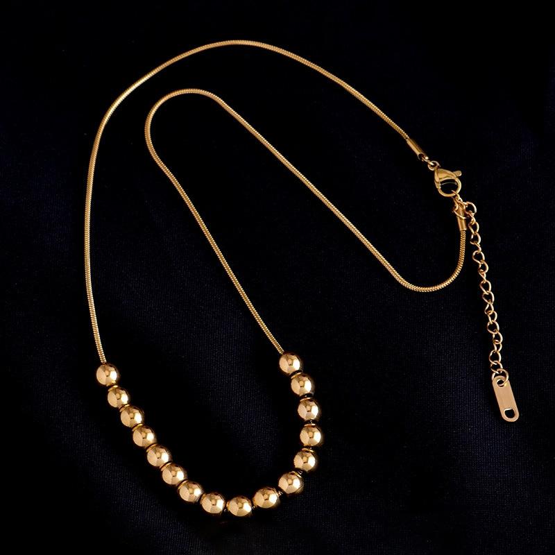 2024 New Metal Ball Pendant Stainless Steel Gold colour Necklace Simple  Party Temperament Accessories For Woman Girl Nec