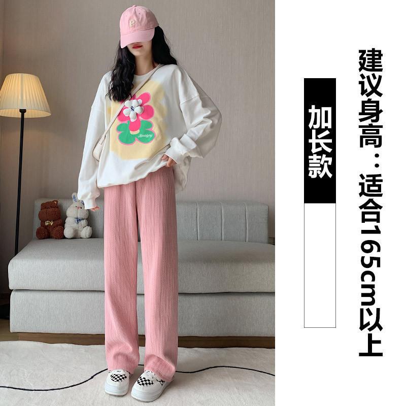 Mai Sui European Cotton Lint Narrow Version Wide-leg Pants Women's Autumn and Winter Velvet High Waist Loose Straight Casual Pants