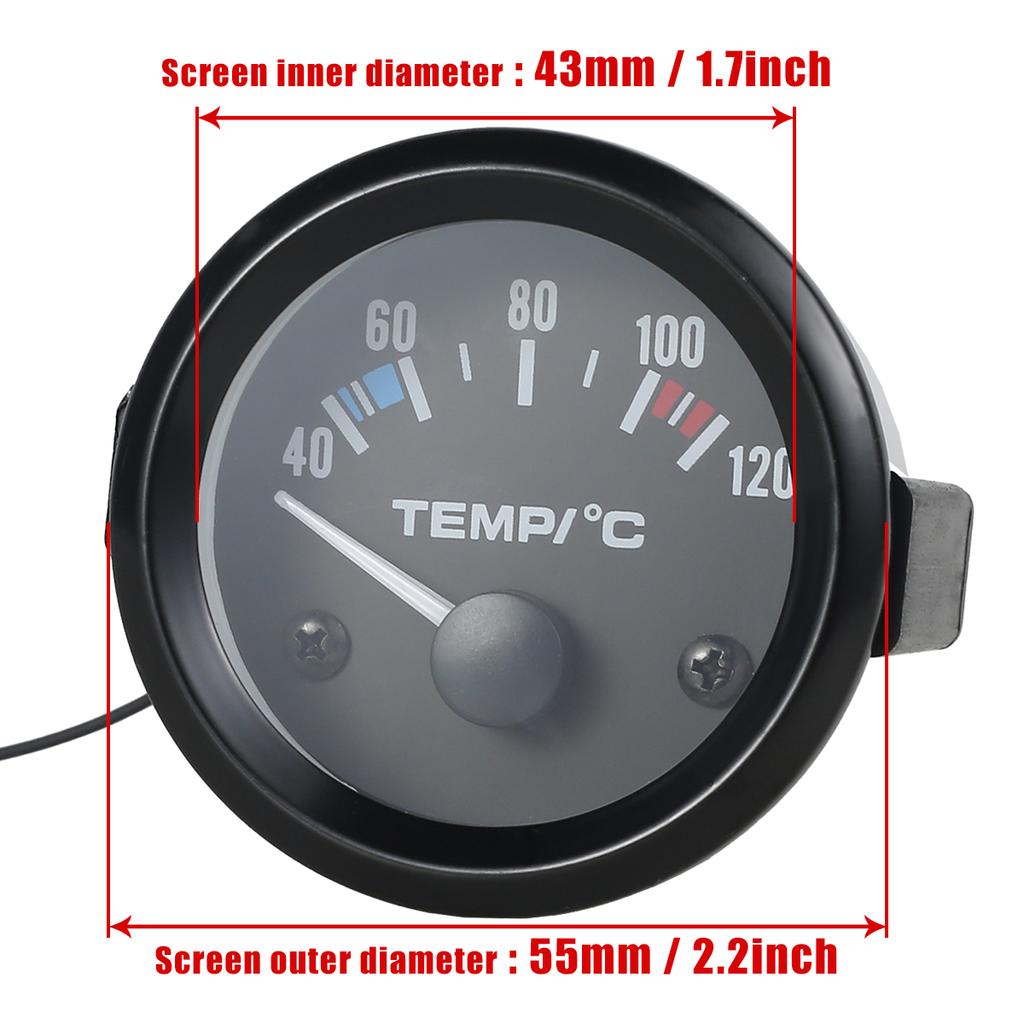 52mm 12V Digital Car Water Temp Gauge 40-120℃ White Light Water Temp Celsius Gauge 1/8NPT Adapter Modified Car Water Temp Gauge