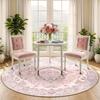 5ft Washable Non Slip Carpet Powder Grey Vintage Antique Floral Badge for Living Room Bedroom Dining Room