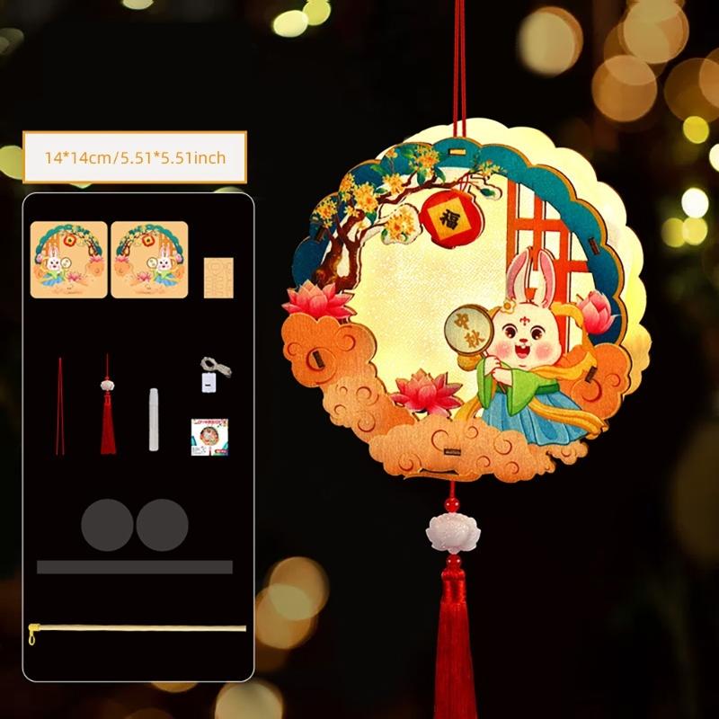 Lovely Rabbits Light Hanging Decors Portable Autumn Festival Rabbits Light Decoration for Cultural Enthusiasts