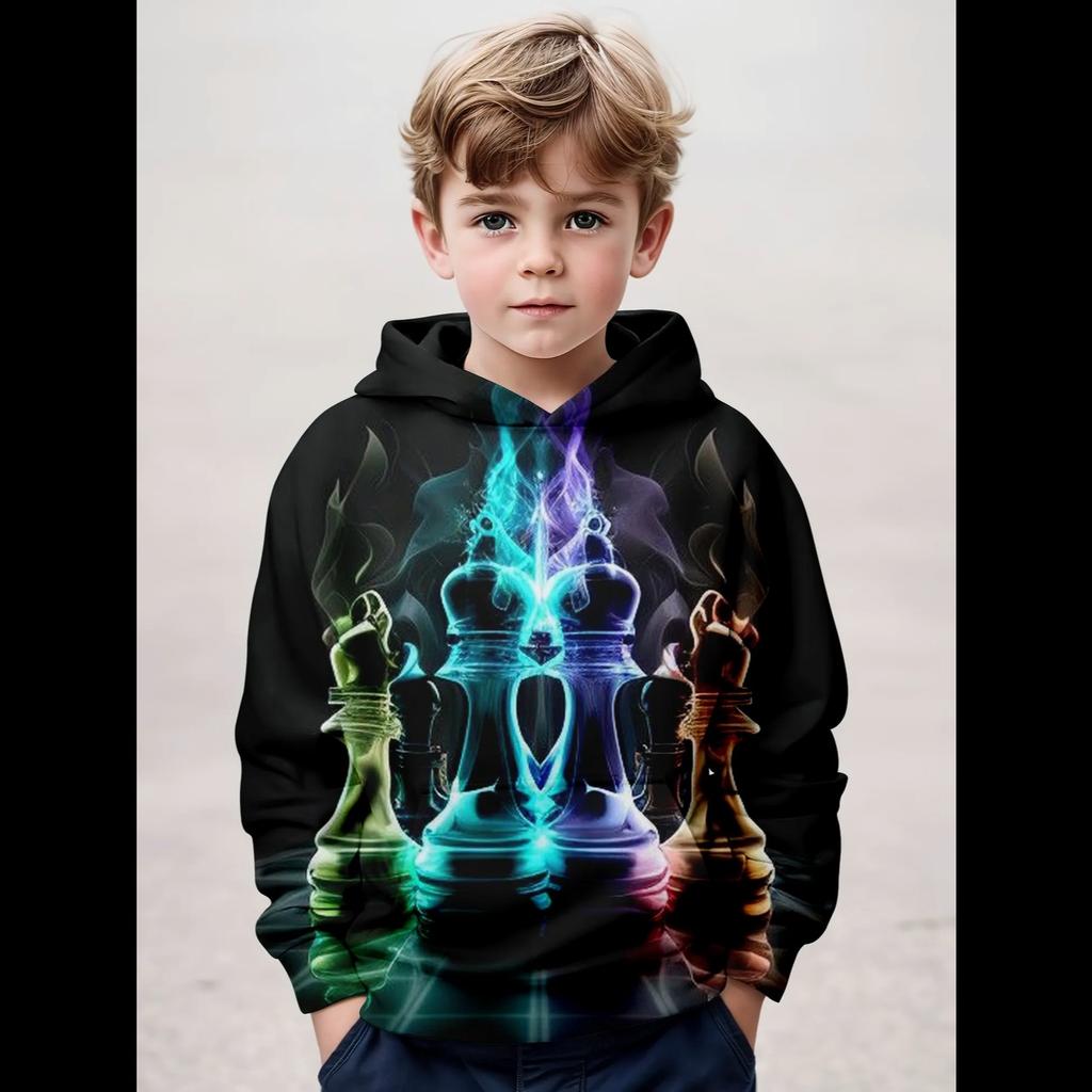 Kids Clothes Boys Hoodies Long Sleeve Trendy Chess Print Girl Clothing Kids Spring Fall Clothes Children Clothing Pullover