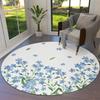 Watercolor Flower Round Rug Non-slip Floral Carpet for Living Room Bedroom Kitchen Decor Circle Doormat