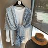 Women S Summer Versatile Blue Cotton Linen Blend Scarf For Beach Travel Sun Protection