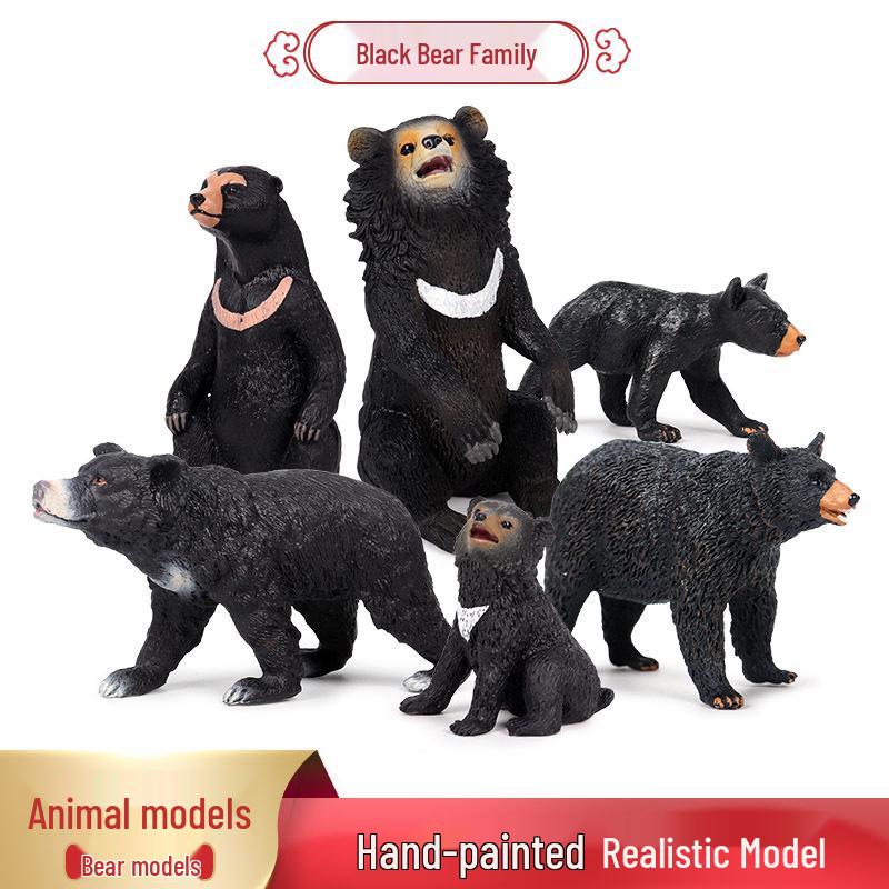 Cross-Border Children's Static Wild Animal Model: Black Bear Ornament Set