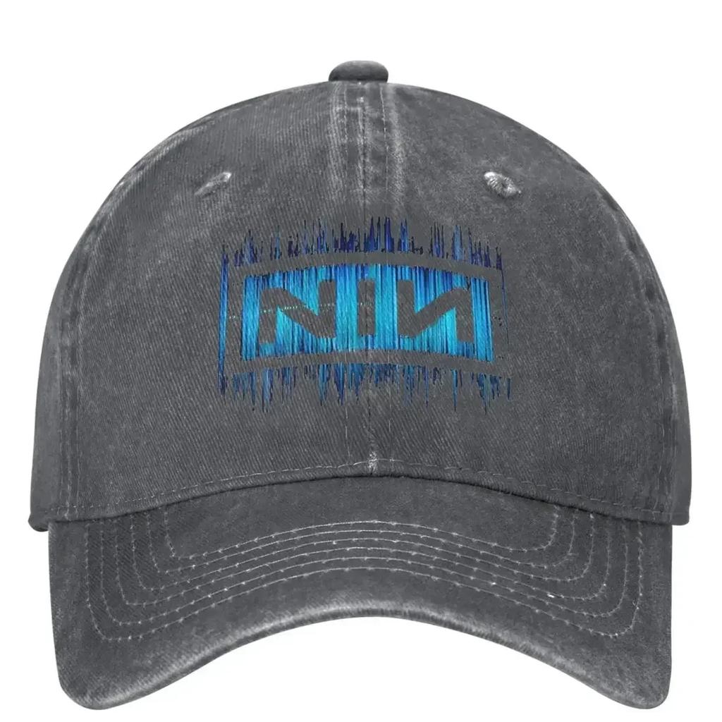 Dark Blue NIN Retro Logo Nine Inch Nails Baseball Cap Outdoor Sport Quality Trucker Hat Couple Streetwear Designer Baseball Caps