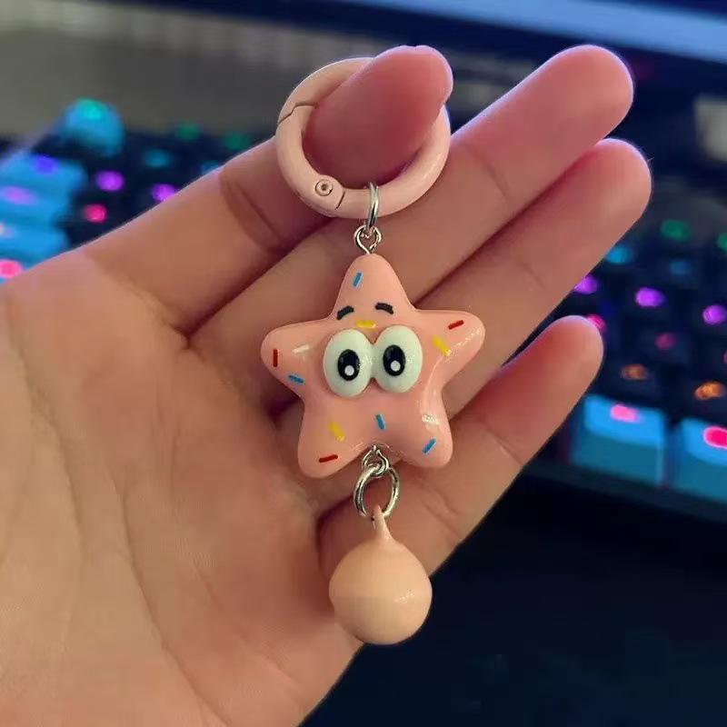 Patrick Star Baby Keychain - Cute Cartoon Backpack Accessory for Friends, Couples, and Girls.