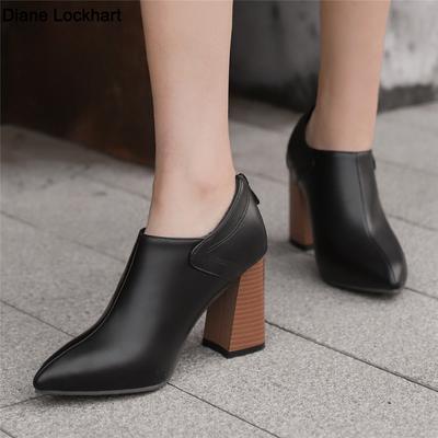 Unisex Spring Autumn Shoes New Women Pump High Heel Oxford Vintage Fetish Pointed Toe Zip Pumps Party Plus Size Black Red