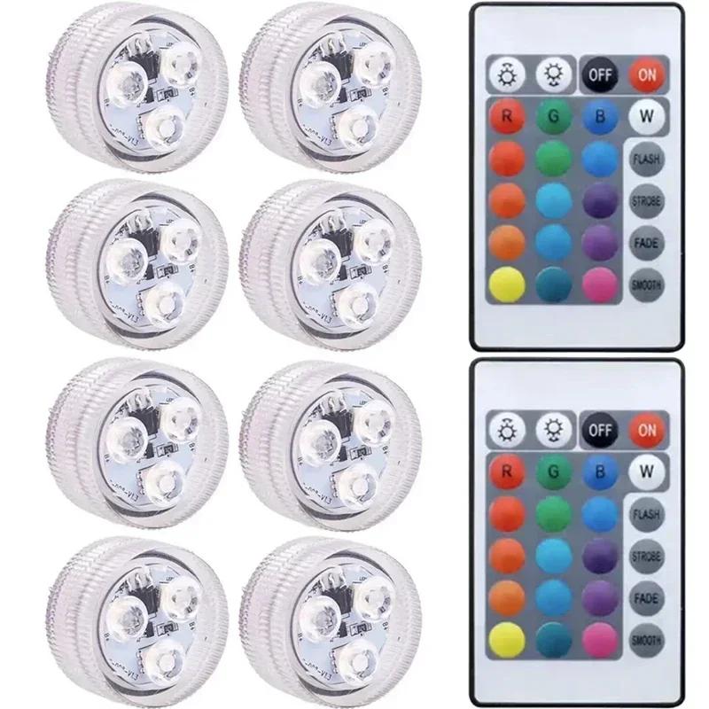 Submersible LED Lights, 8 Packs Upgraded Ponds Underwater 16 RGB Color Gradient, Hot Tub Decor, IP68 Waterproof