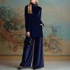 Gold Velvet Loose Top Wide Leg Pants Set