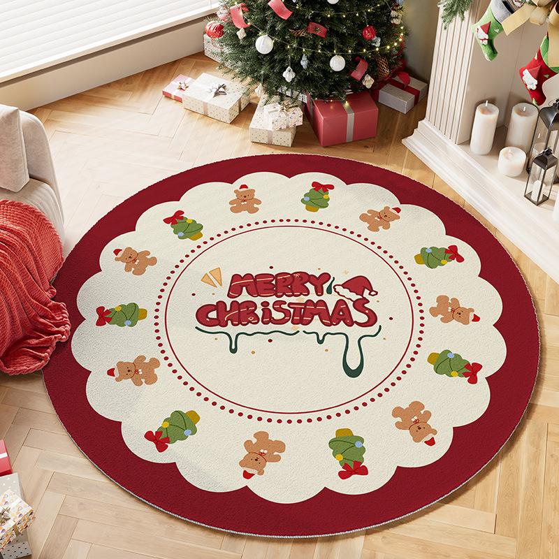 Rond Tapijt – Gezellige Feestdagen Woondecoratie voor de Woonkamer, Perfect Kerstfeest Accent Cadeau-idee Diameter 90cm(35in)