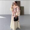 Cross-Border European & American Women's Fashion: Stand-Up Collar Print Dress with Ruffled Loose Fit & Drawstring