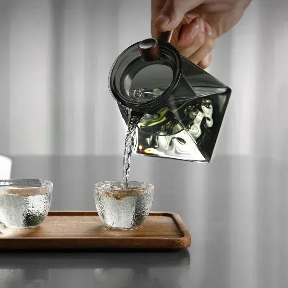 Teapot Glass with Infuser Heated Resistant Container Flower Tea Herbal Pot Mug Clear Kettle Square Filter Glass Tea Pot Teaware