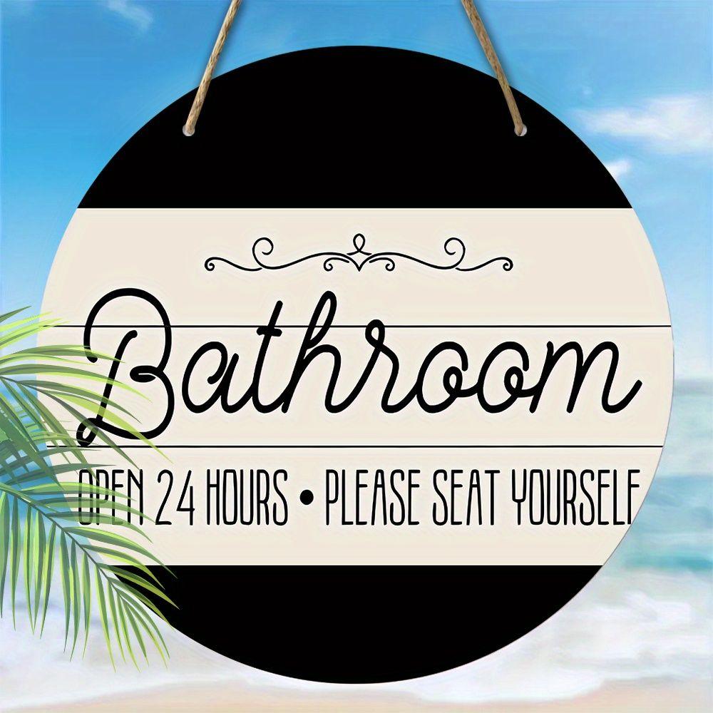 Wooden Hanging Decorative Signs, Toilet Decorations, 2D Flat Pendants, the Pattern Is the "Bathroom" Logo, a Housewarming Gift for Friends