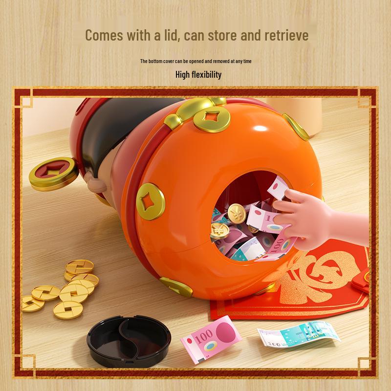 New Year God of Wealth Piggy Bank for Kids - Deposit & Withdrawal Toy