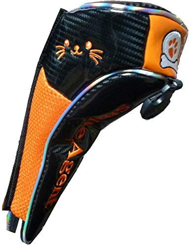 Golf Fairway Headcover with Paw Print and Magnetic Closure (Black/Orange)